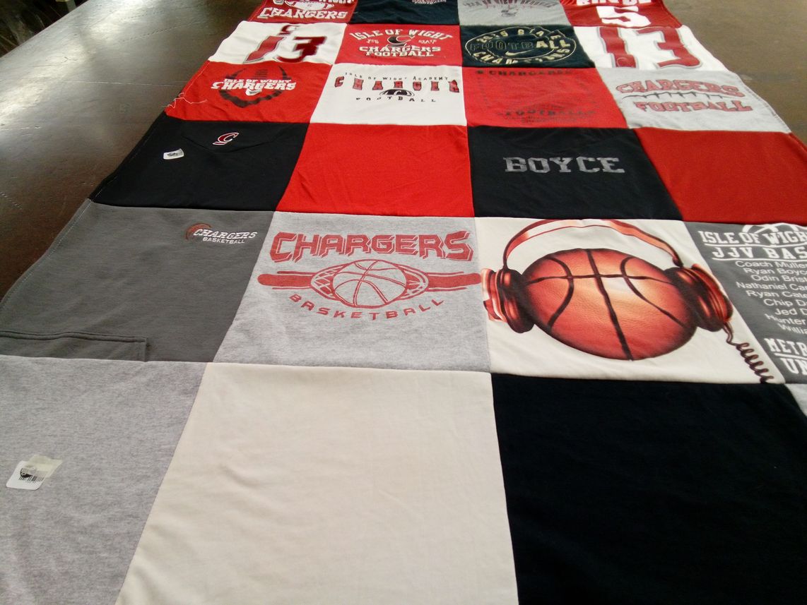 T-shirt quilt featuring chargers basketball, chargers football by Wendy from VA