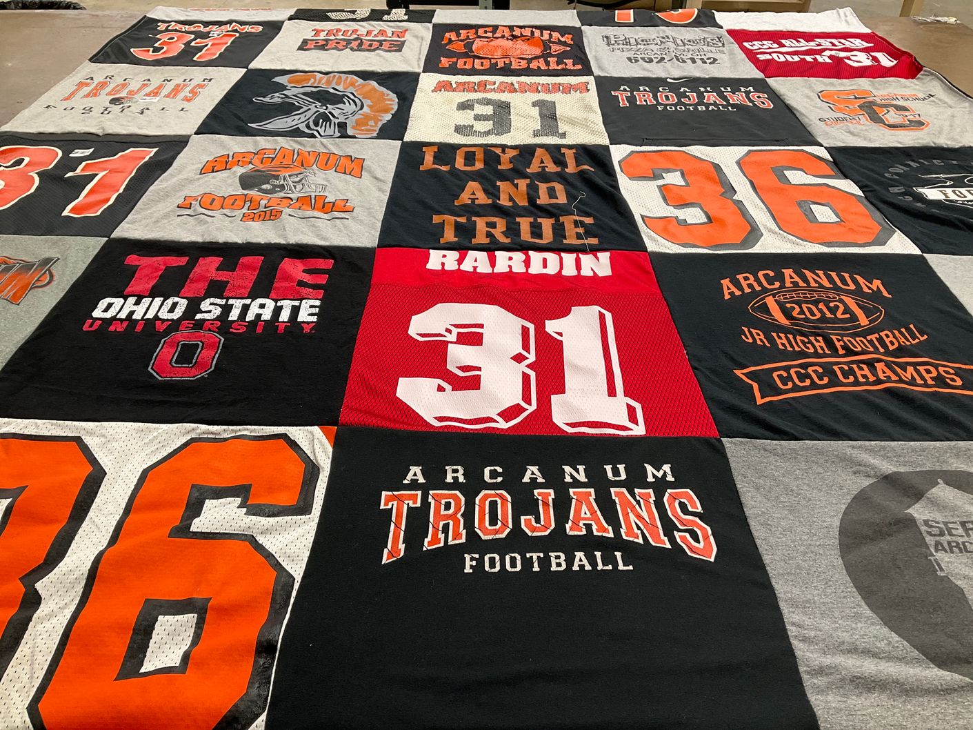 T-shirt quilt from ohio state university by Tyler from OH