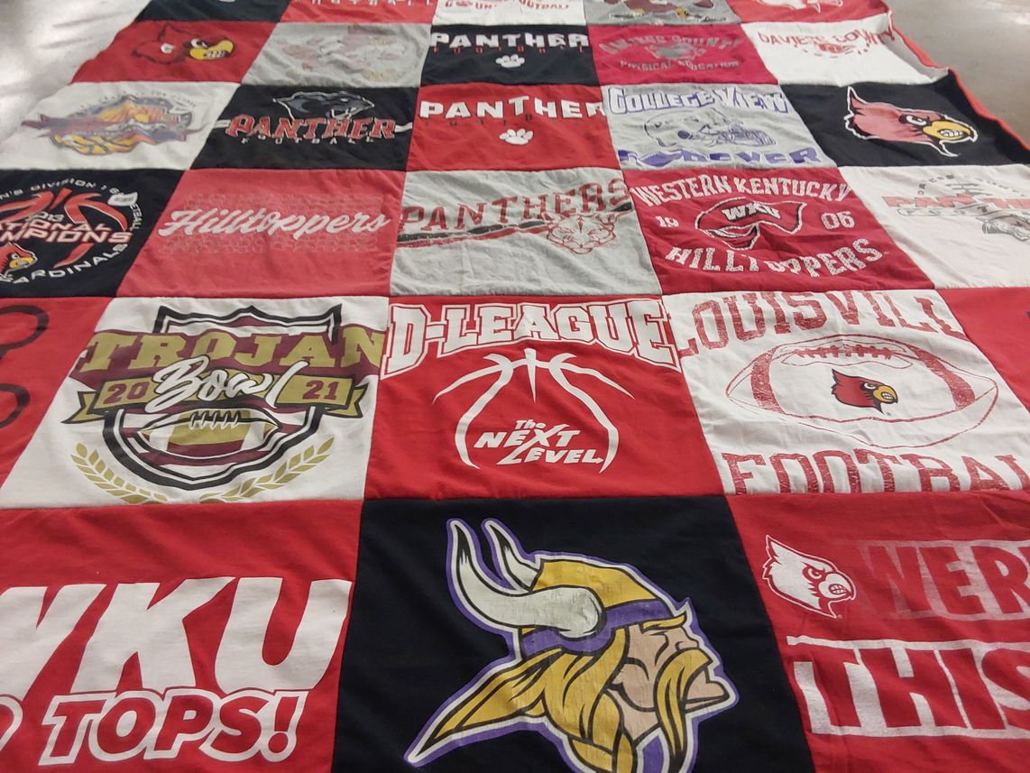 T-shirt quilt from western kentucky university, university of louisville by Kevin from IN