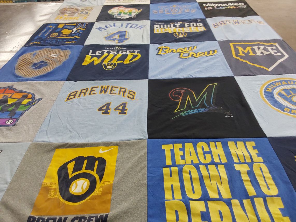 T-shirt quilt featuring milwaukee brewers by Julia from WI