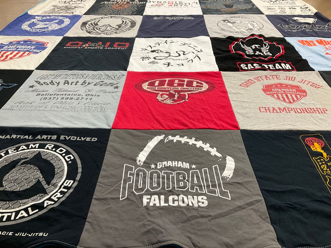 T-shirt quilt featuring graham falcons football by Zak from OH