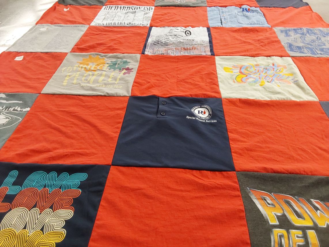 T-shirt quilt from richards university by Claire from TX