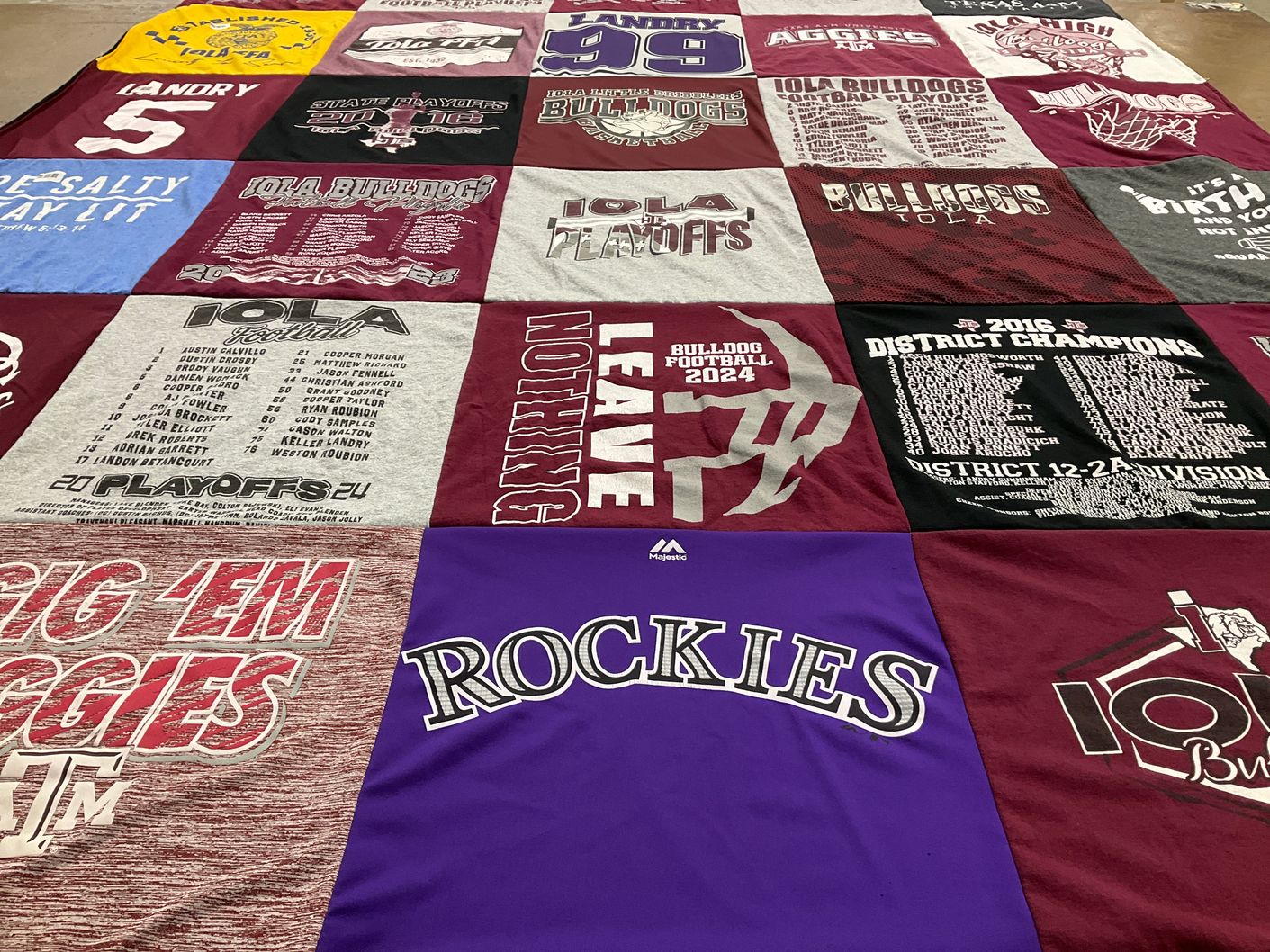 T-shirt quilt featuring iola bulldogs football by Margaret from TX