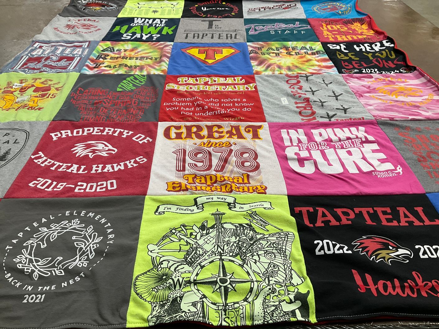 T-shirt quilt featuring tapteal hawks by Jonna from WA