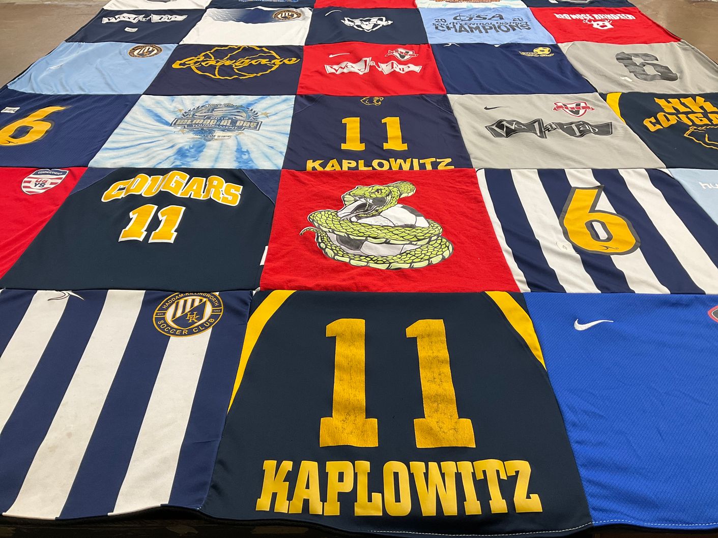 T-shirt quilt featuring cougars soccer club by Kimberly from CT