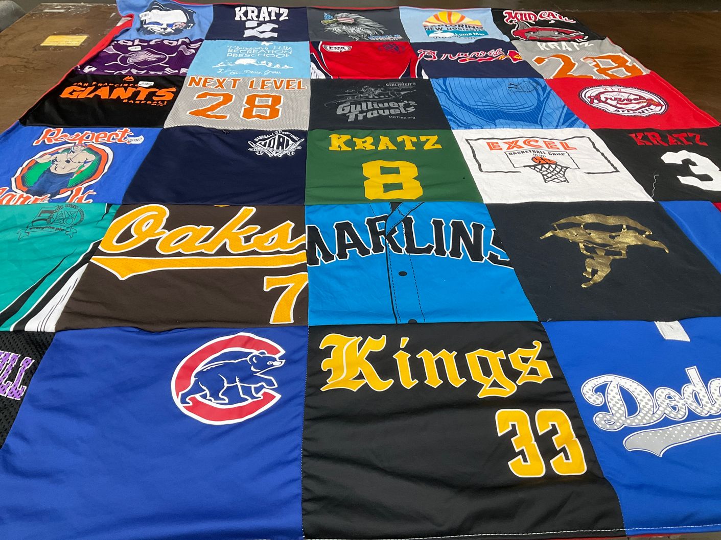 T-shirt quilt featuring oakland athletics, miami marlins by sean from CA