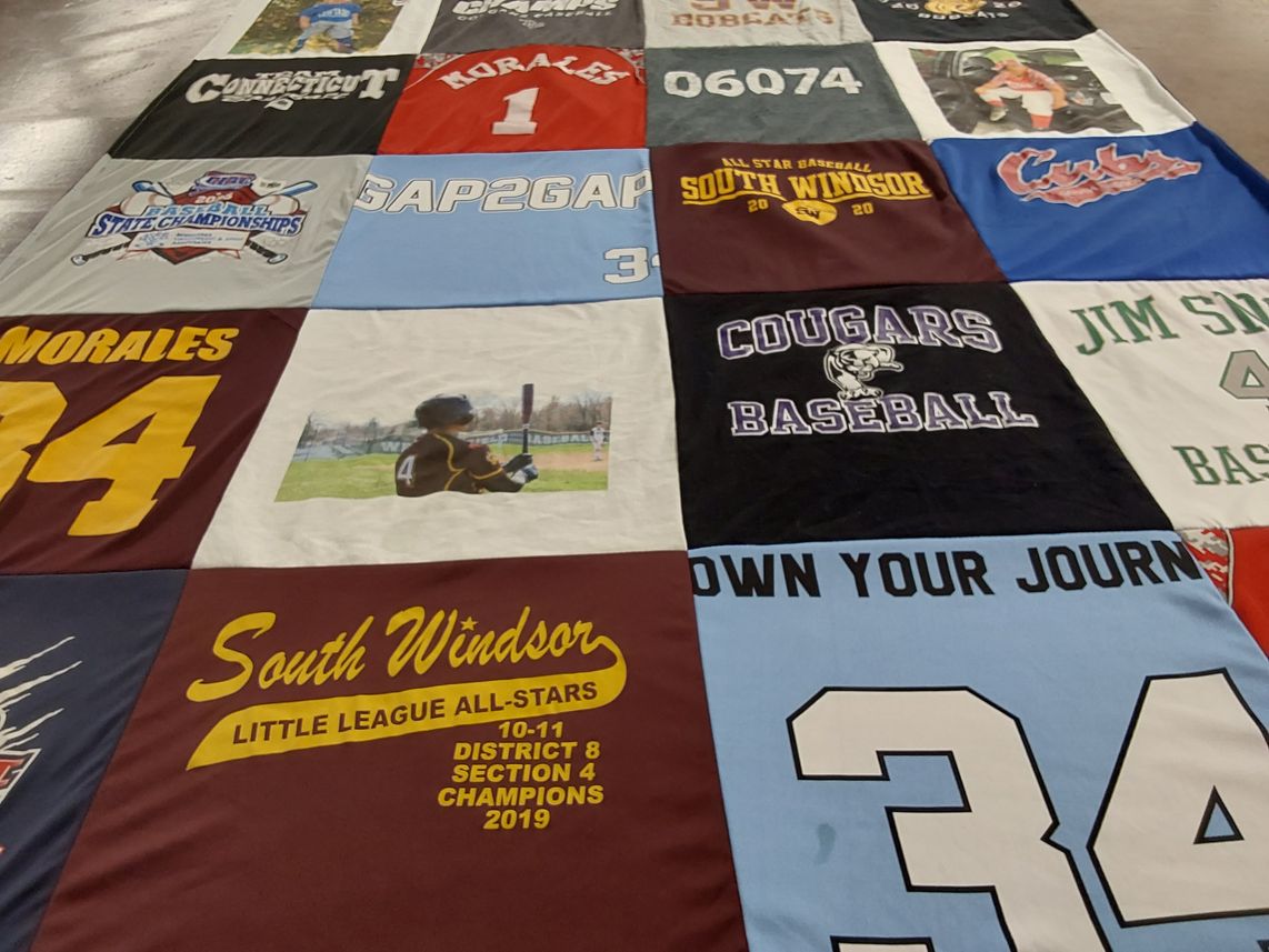 T-shirt quilt featuring south windsor little league, cougars baseball by Nicole from CT