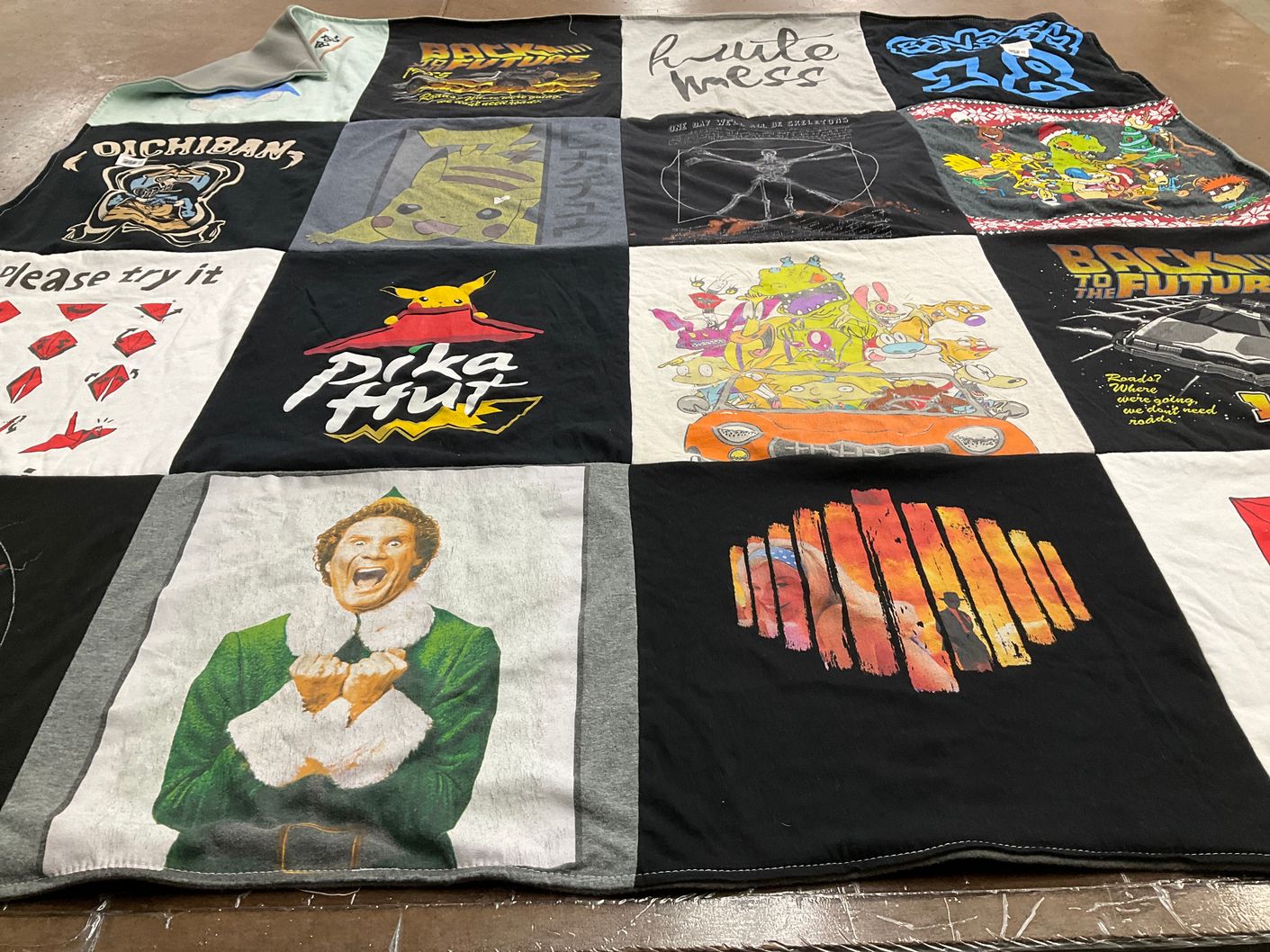 T-shirt quilt with anime, comics themes by annie from CA