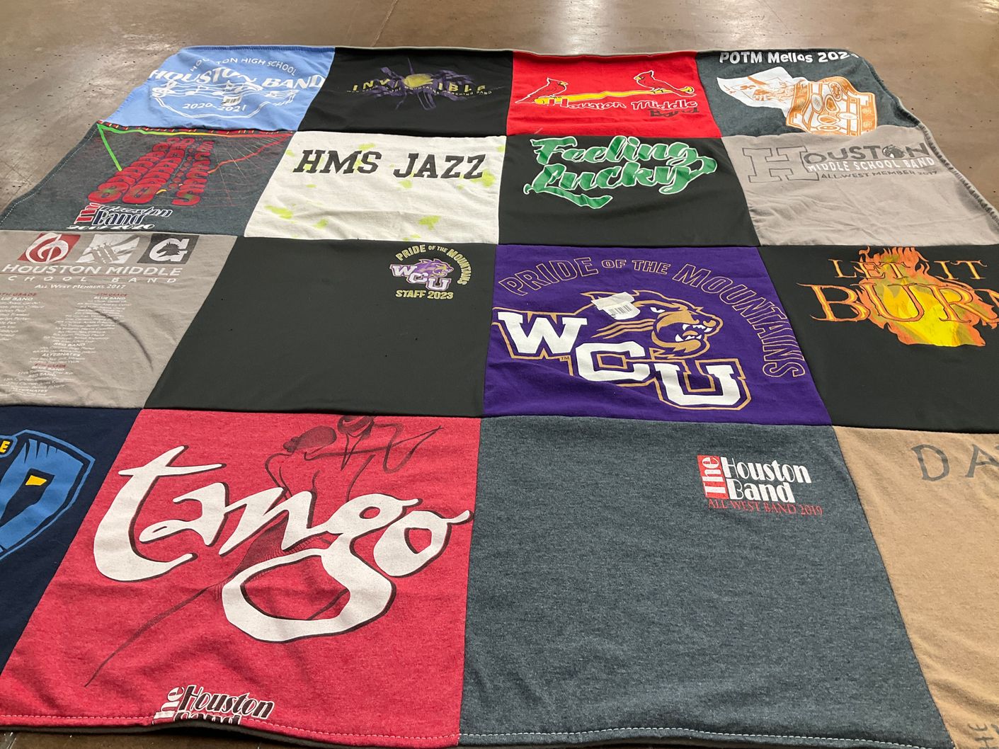 T-shirt quilt from houston high school, houston middle school by Amy from TN
