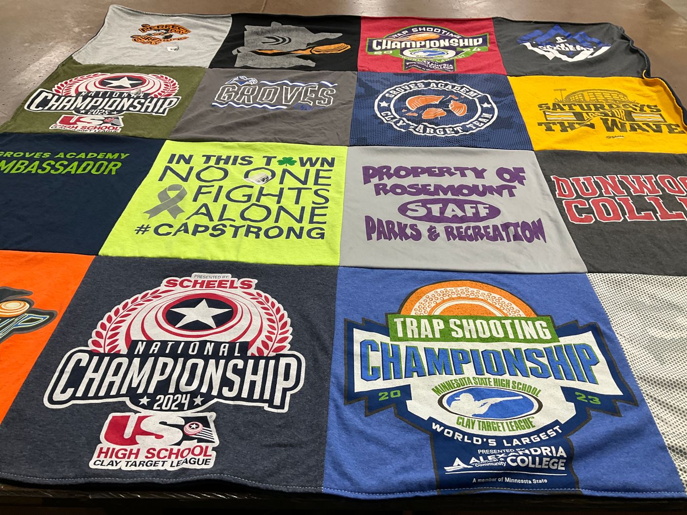 T-shirt quilt featuring high school clay target league by MEGHAN from MN