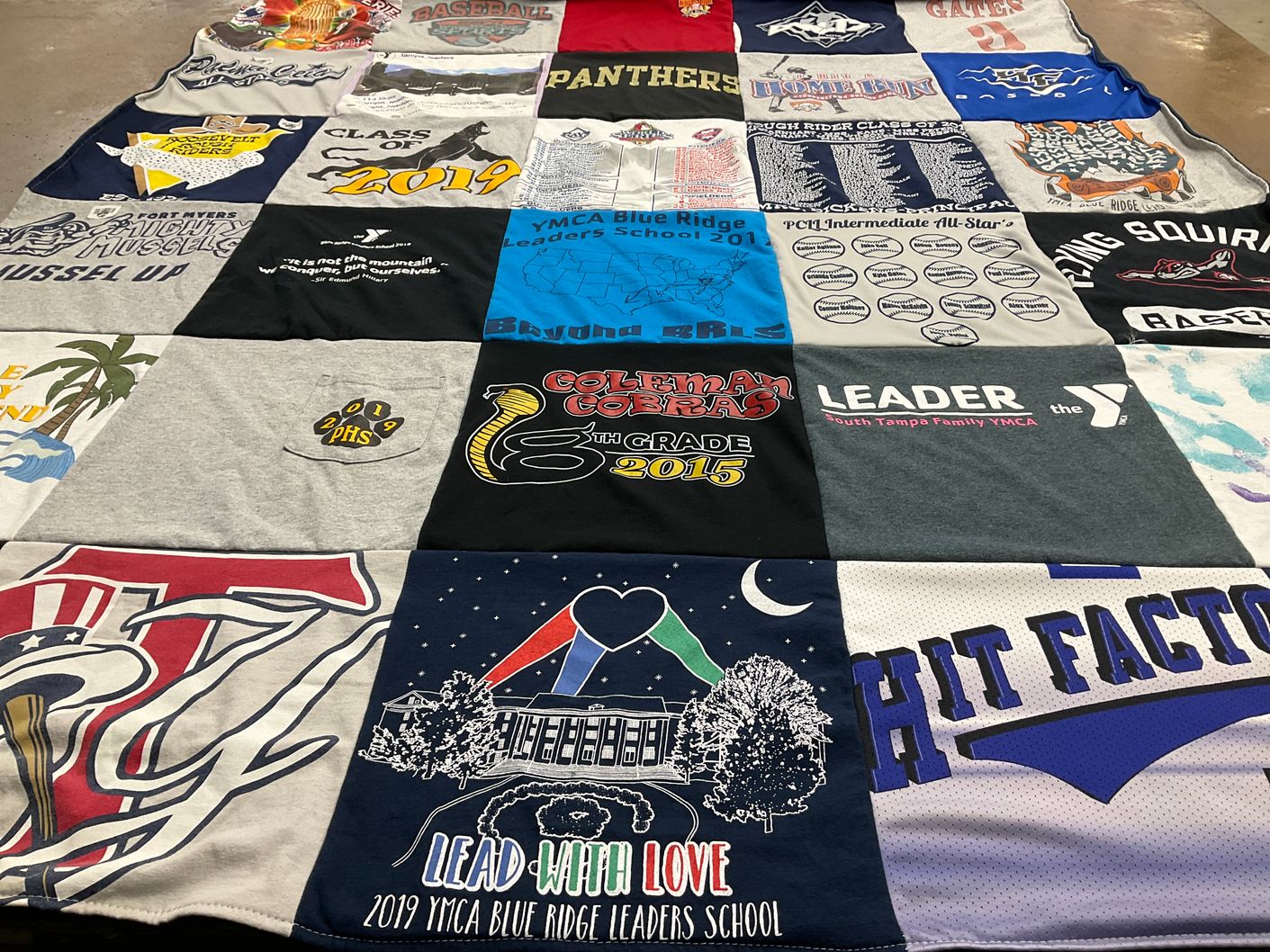 T-shirt quilt from pioneer high school by Joan from FL