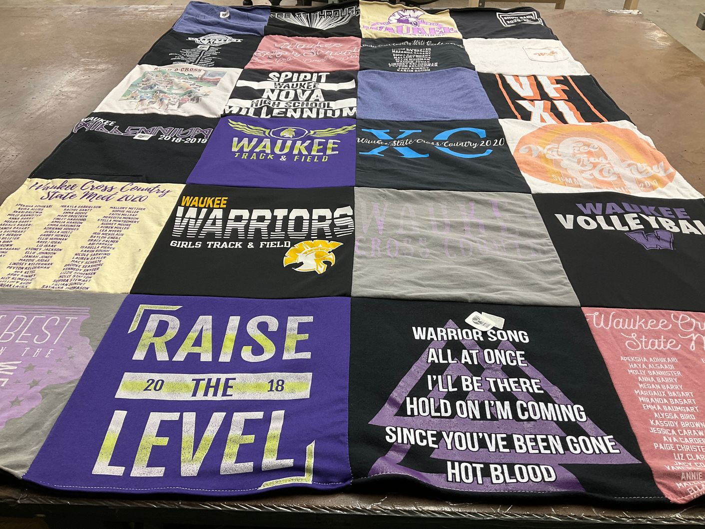 T-shirt quilt featuring waukee warriors girls track & field, waukee cross country by Miranda from CA