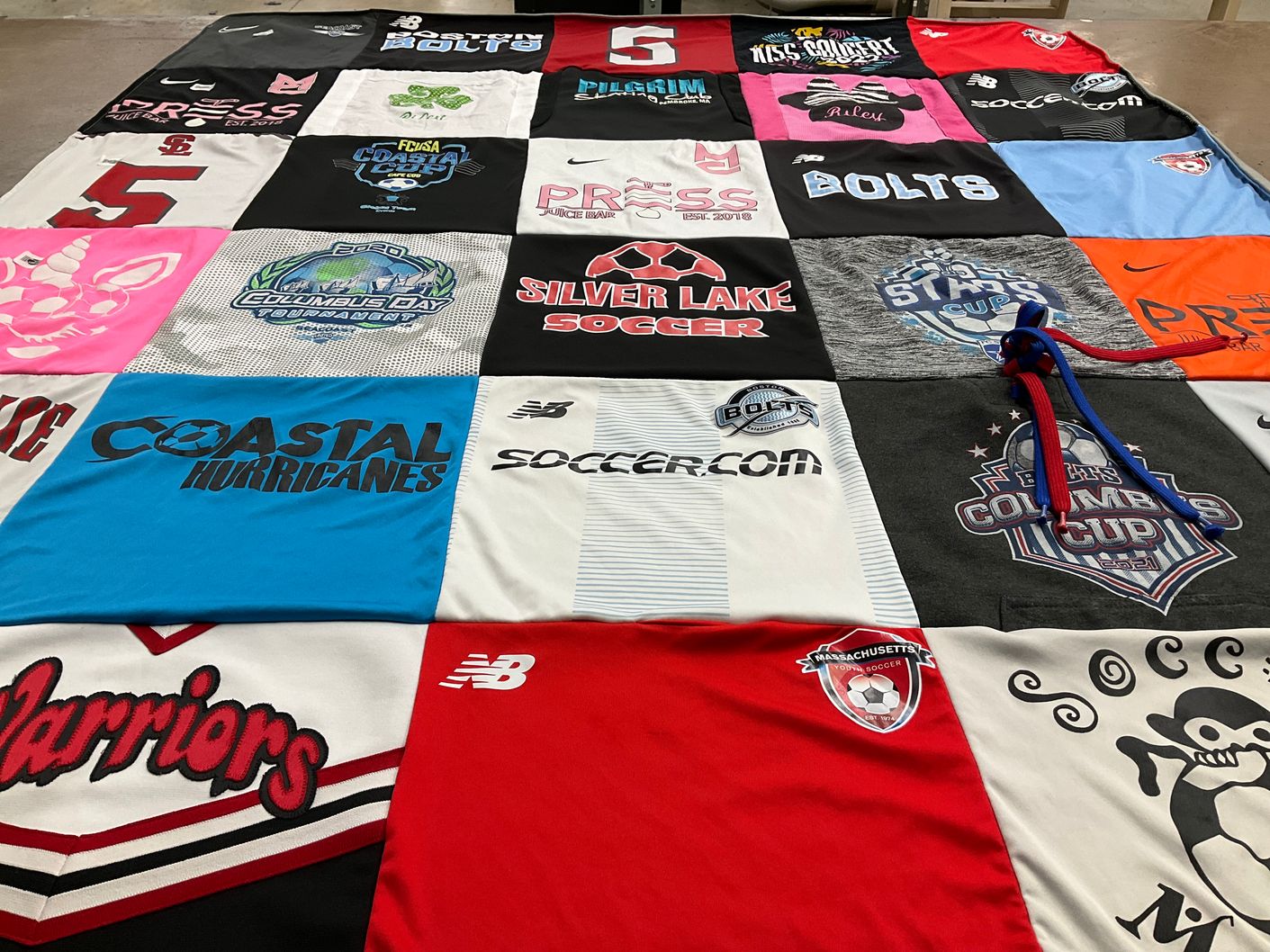 T-shirt quilt with soccer, sports themes by Todd from MA