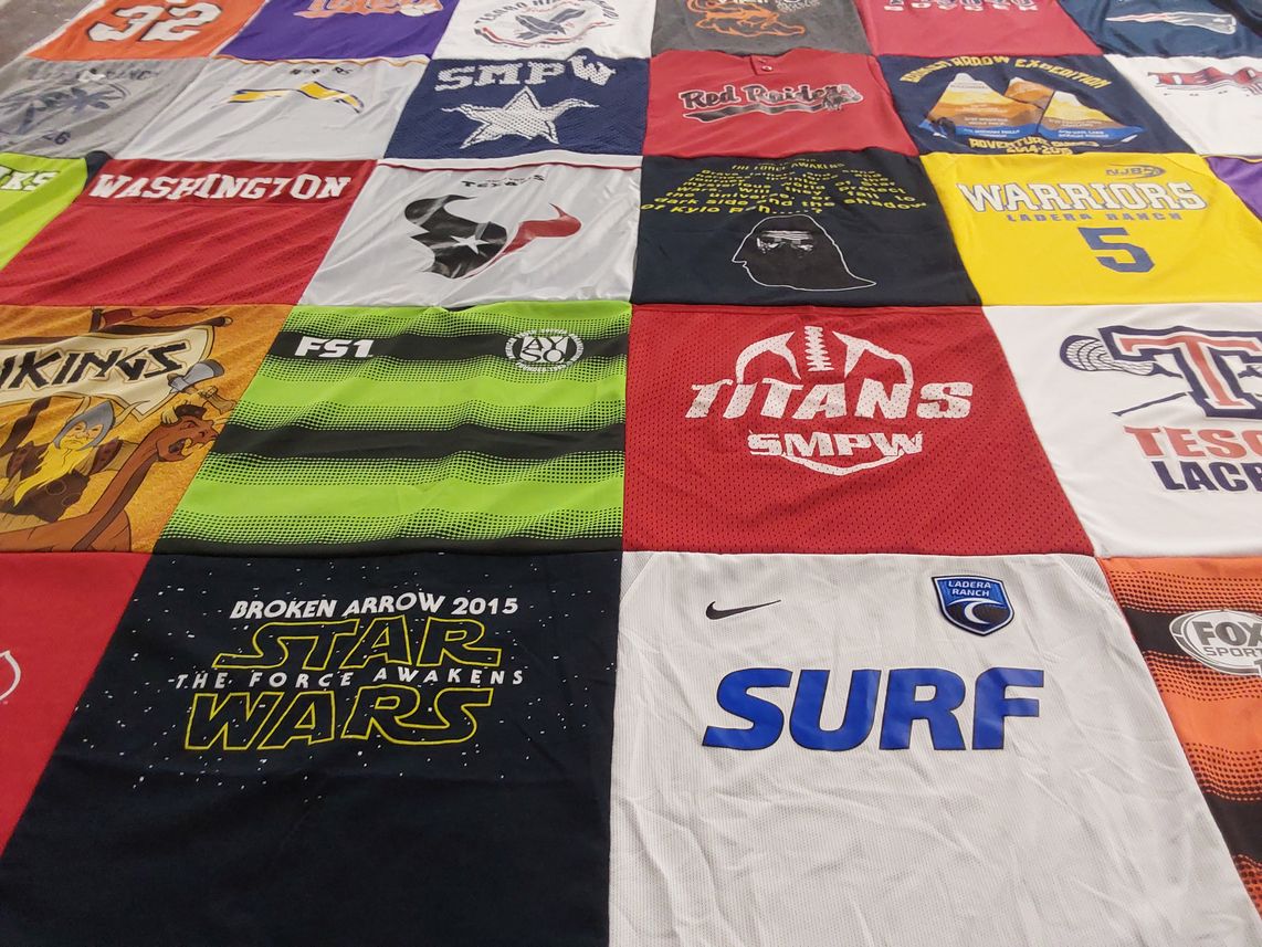 T-shirt quilt featuring titans, warriors by Jacqueline from CA