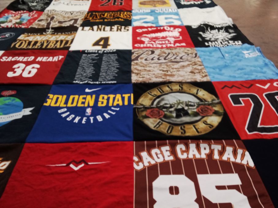 T-shirt quilt featuring golden state warriors by Mary Ann from CA