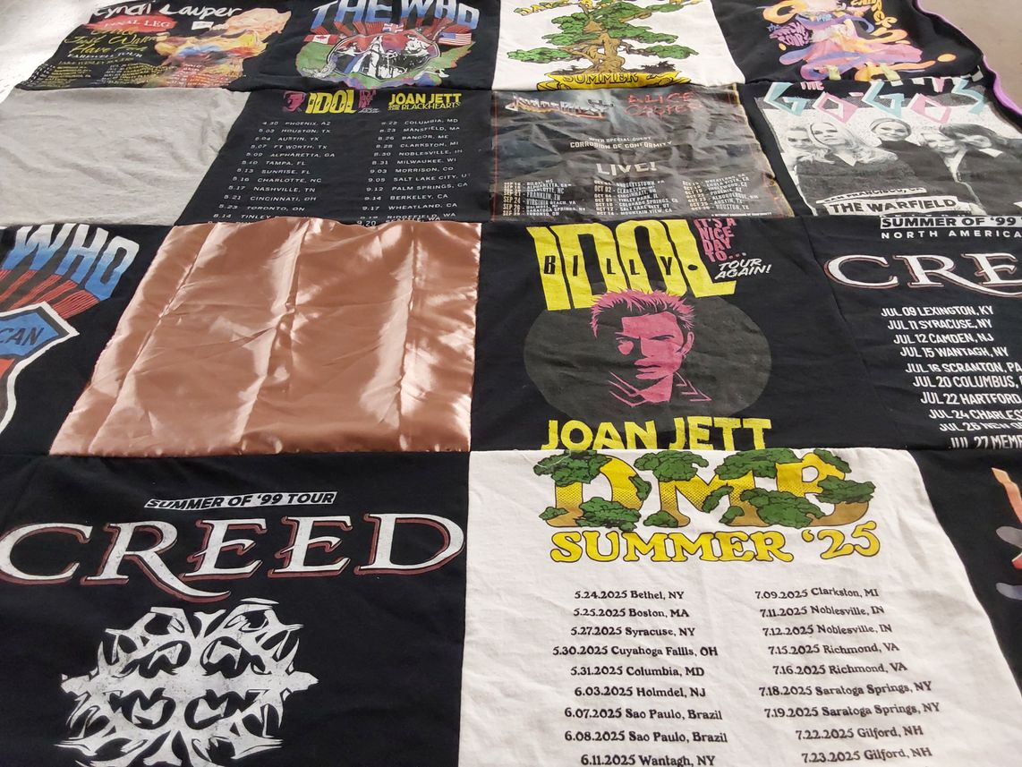T-shirt quilt with music, concerts themes by AMANDA from CA