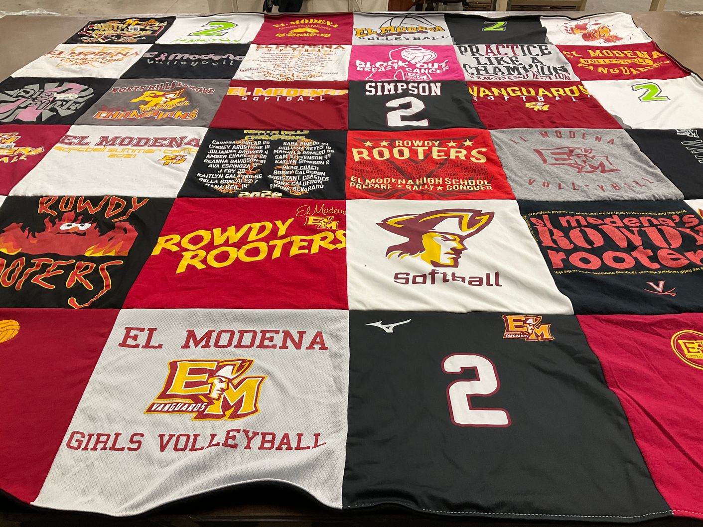 T-shirt quilt featuring el modena girls volleyball, el modena softball by Sean from CA