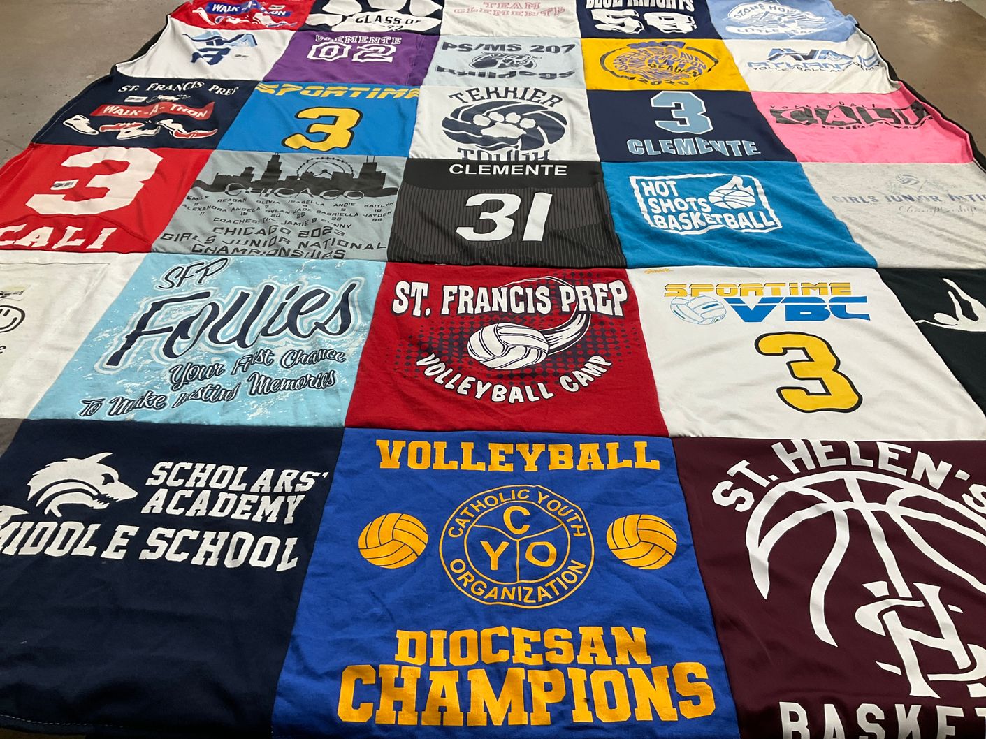 T-shirt quilt featuring st. helen's basketball by Lindsay from NY
