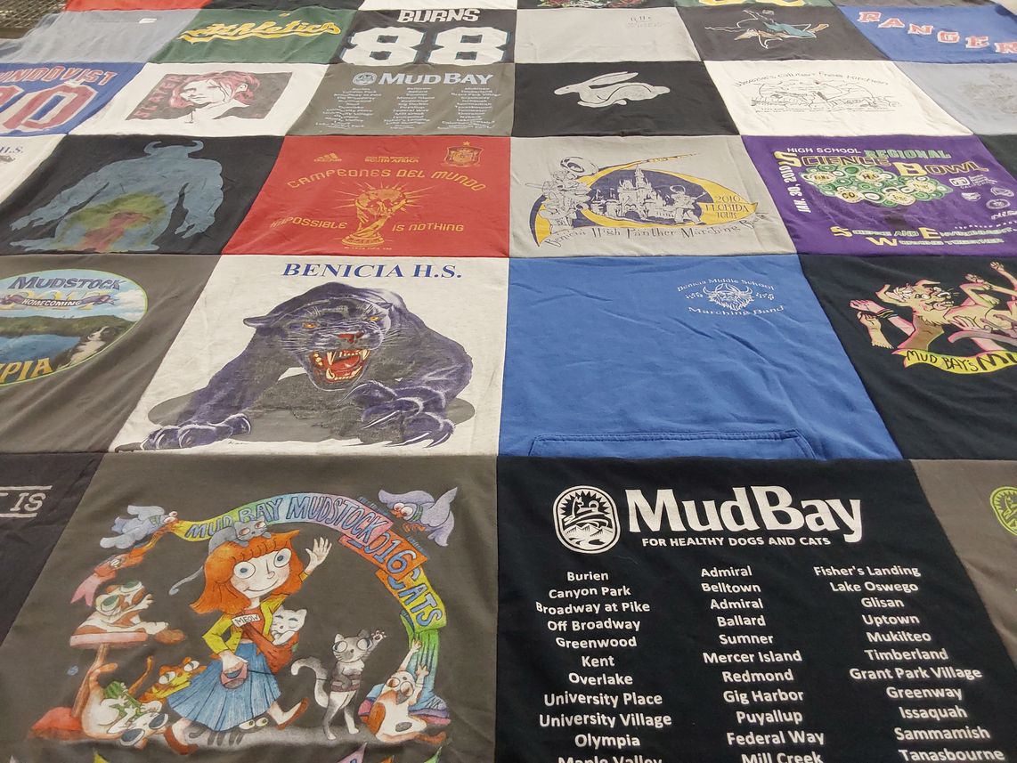 T-shirt quilt from benicia high school, boston middle school by Raine from OR