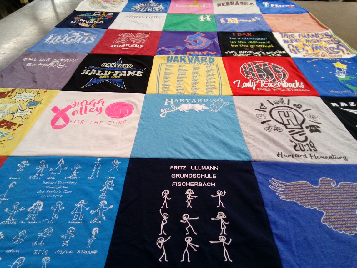 T-shirt quilt featuring razorbacks volleyball team by Alison from TX