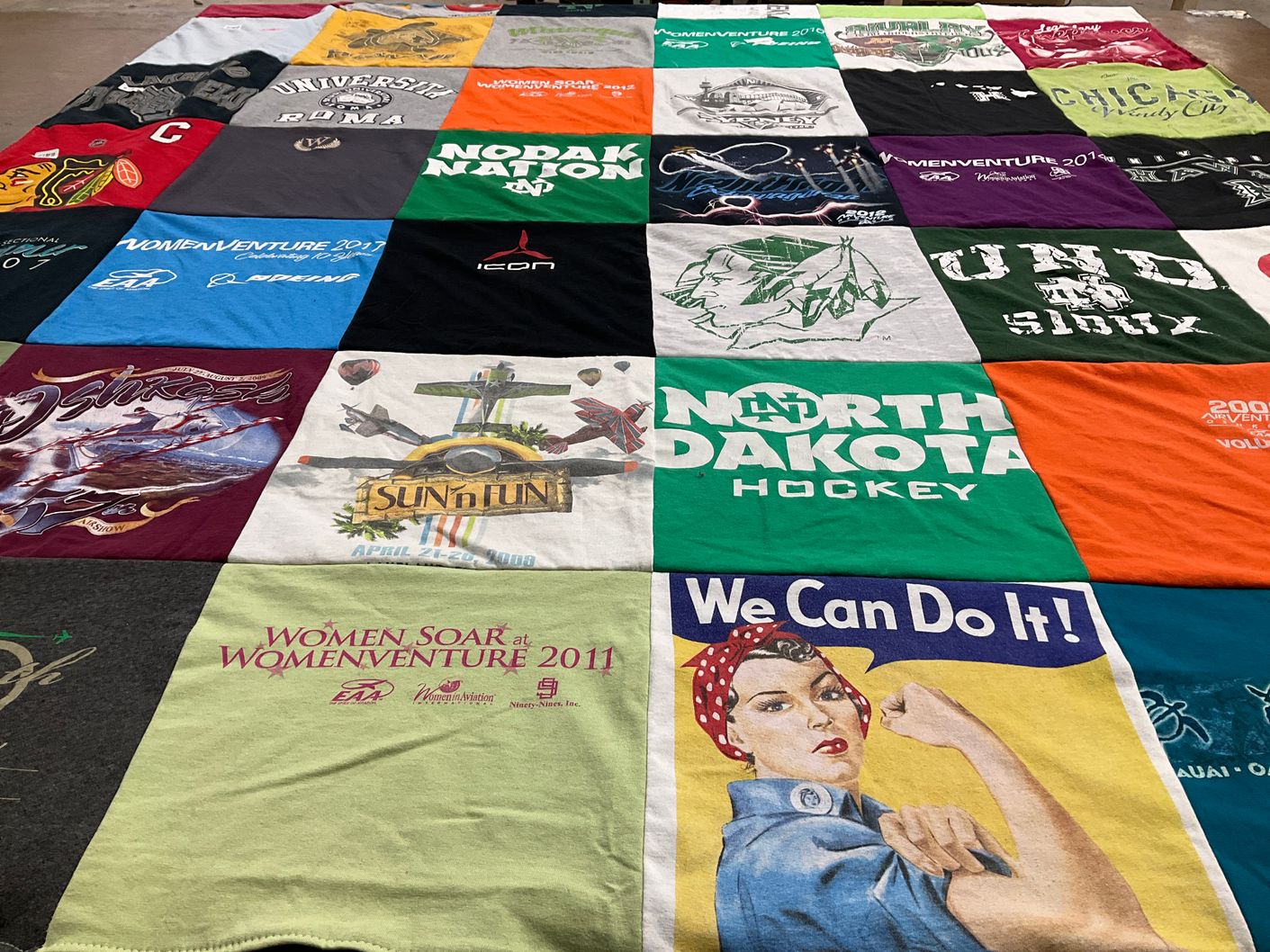 T-shirt quilt from university of north dakota by Amy from WI