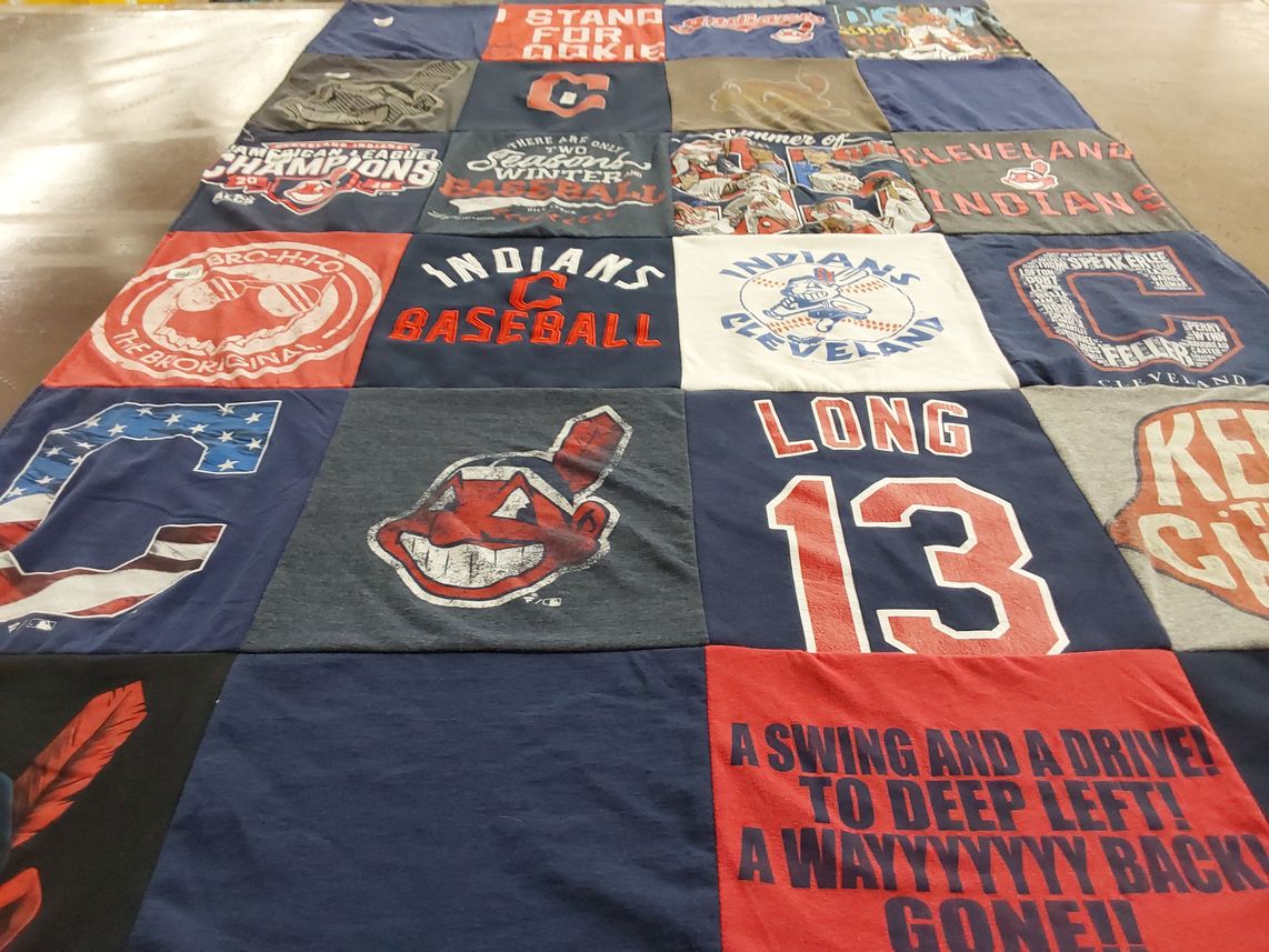T-shirt quilt featuring cleveland indians baseball team by Doug from OH