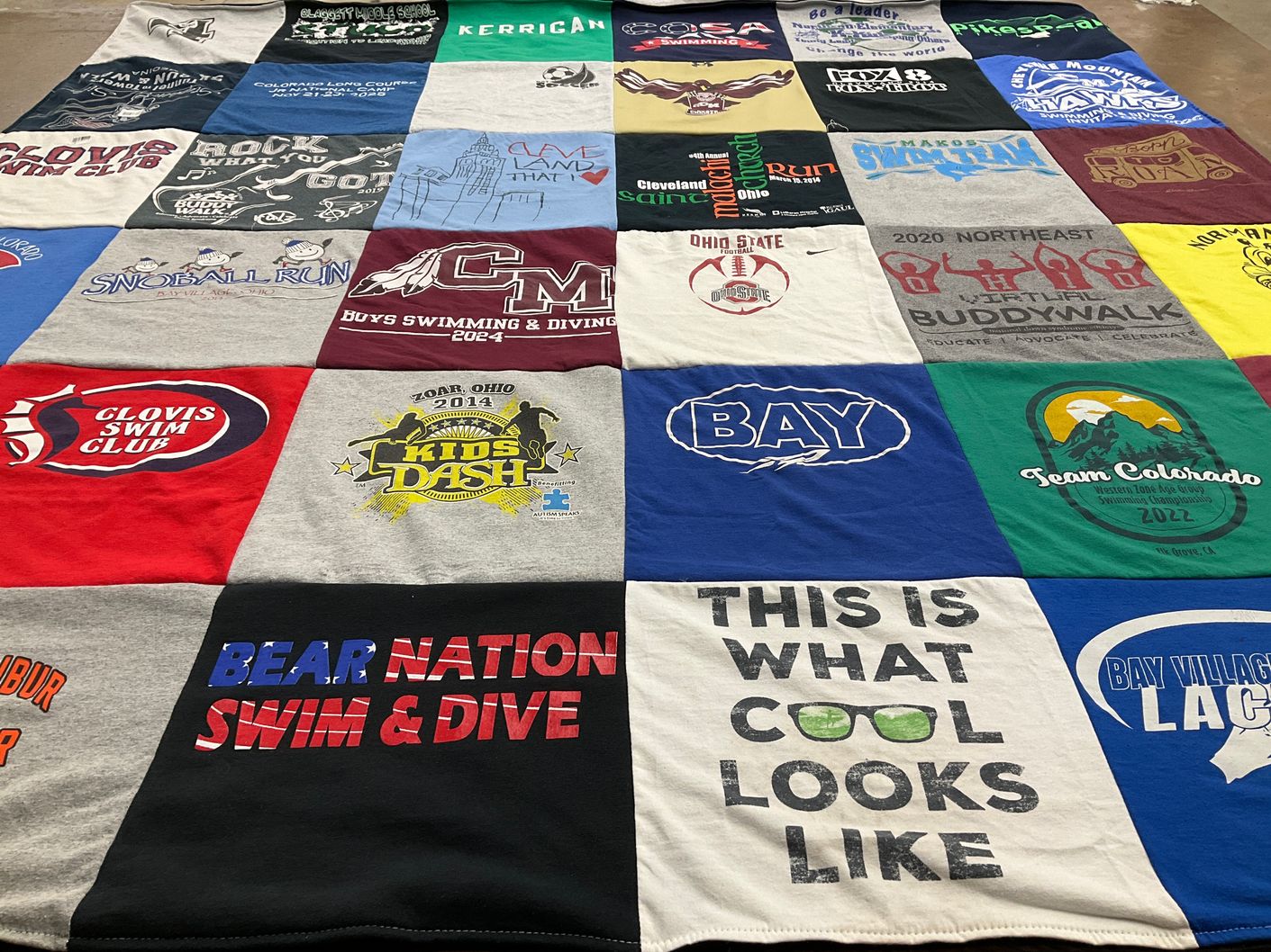 T-shirt quilt featuring bear nation swim and dive, team colorado by Barrett from CO