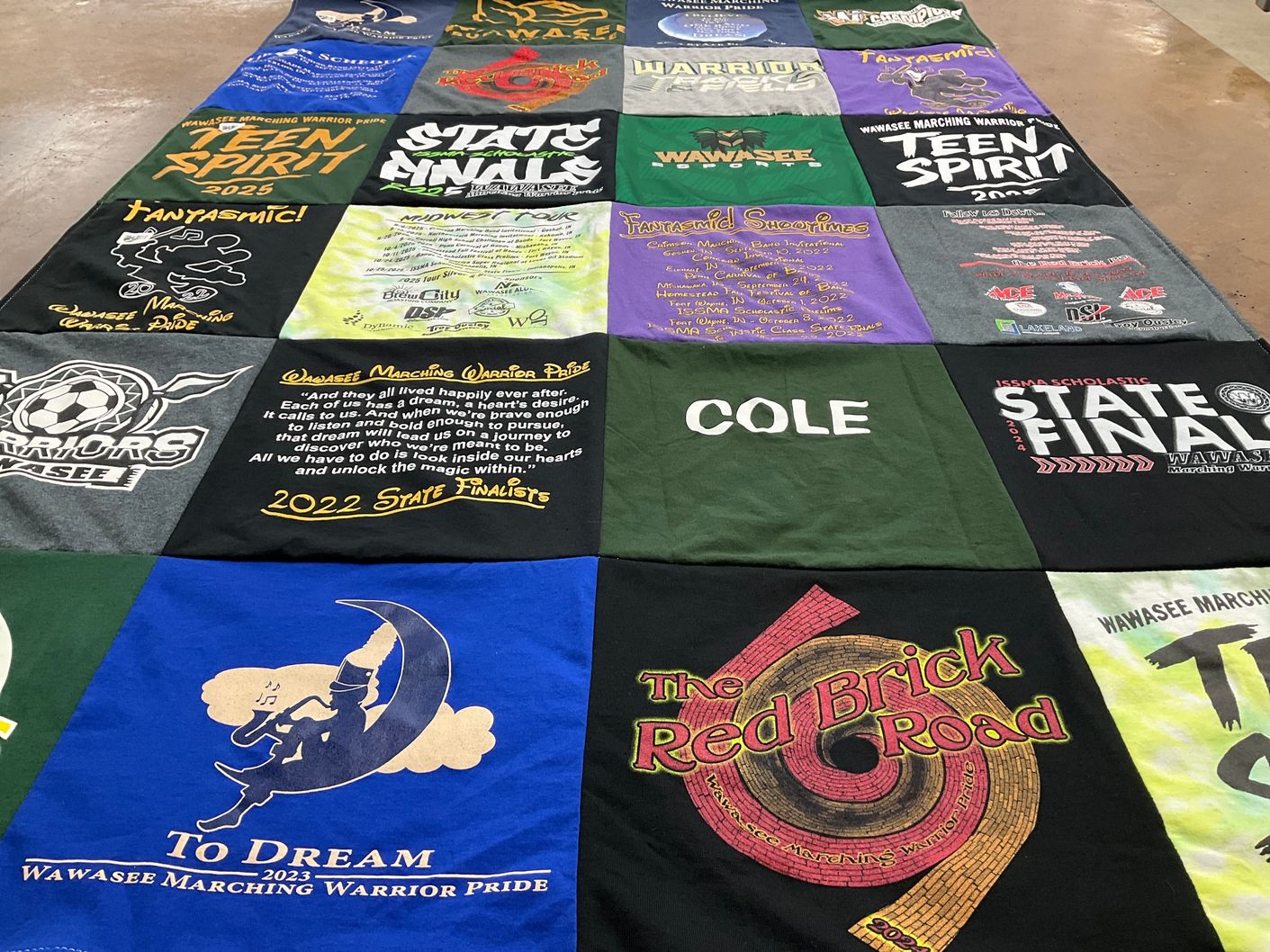 T-shirt quilt featuring wawasee warriors by Berengere from IN