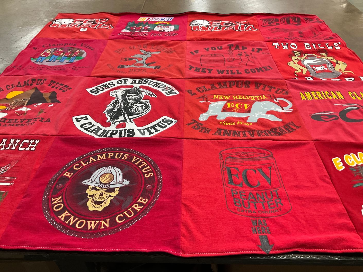 T-shirt quilt with clampers, community themes by William from CA