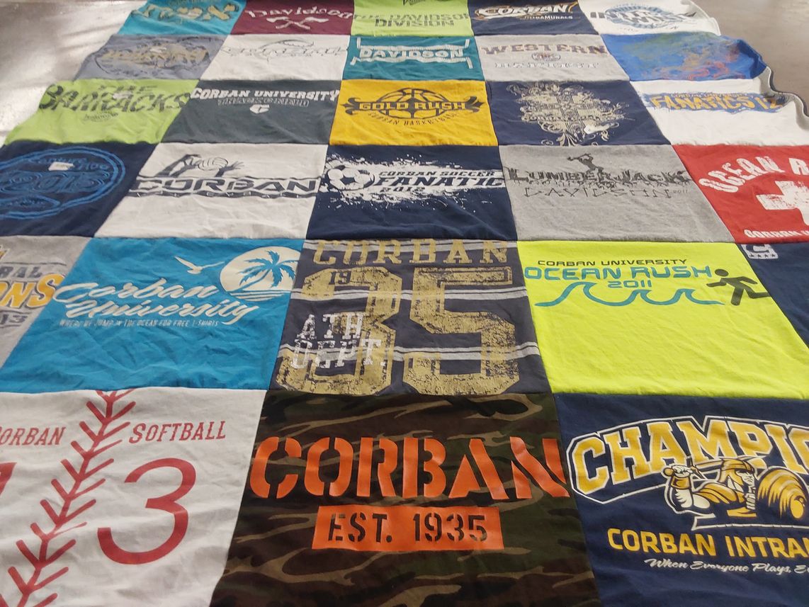 T-shirt quilt from corban university by Elijah from WA