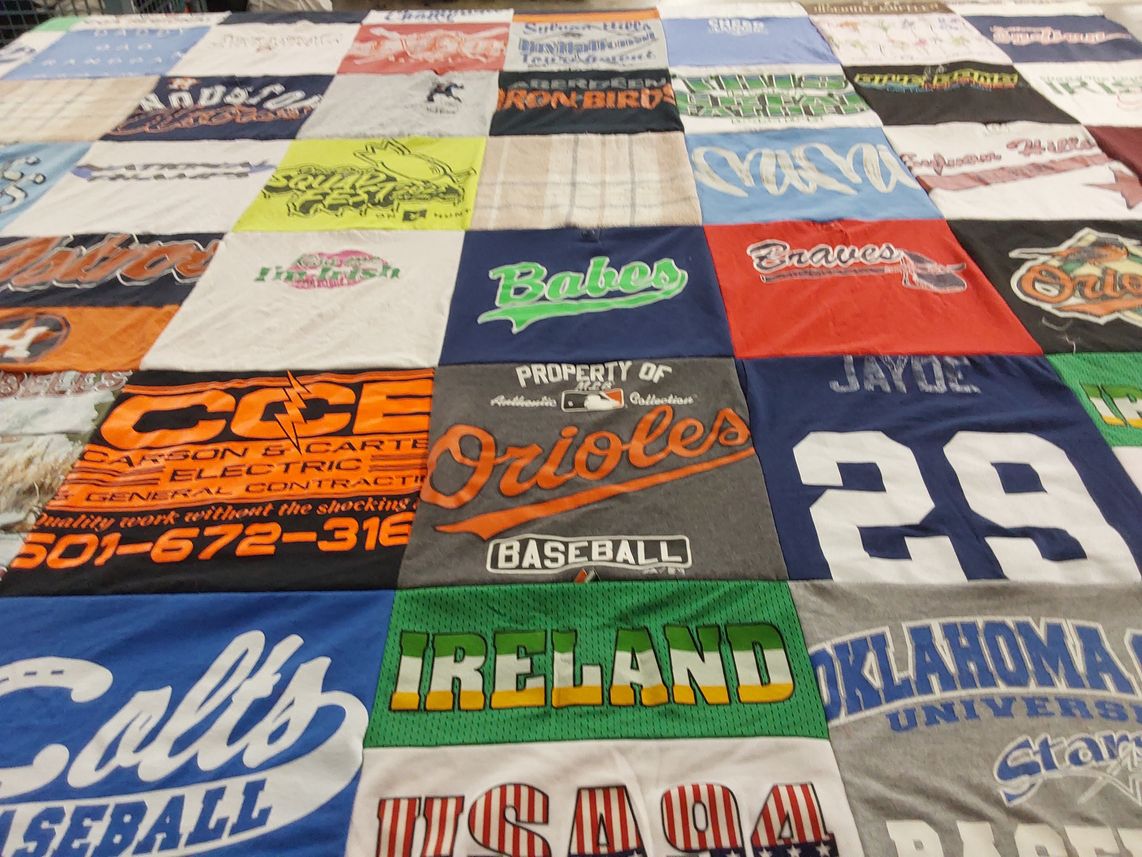 T-shirt quilt featuring orioles, colts by Carla from AR