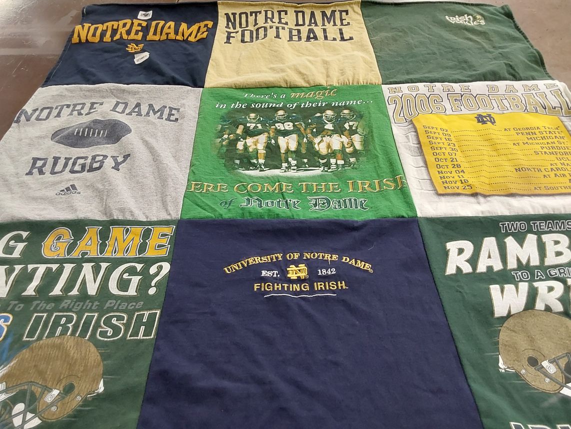 T-shirt quilt featuring fighting irish by Joanne from GA