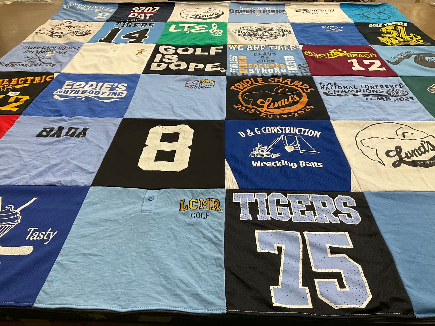 T-shirt quilt featuring lower cape may regional high school tigers by Adam from NJ