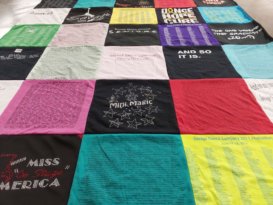 T-shirt quilt with dance, performance themes by Donna from MD