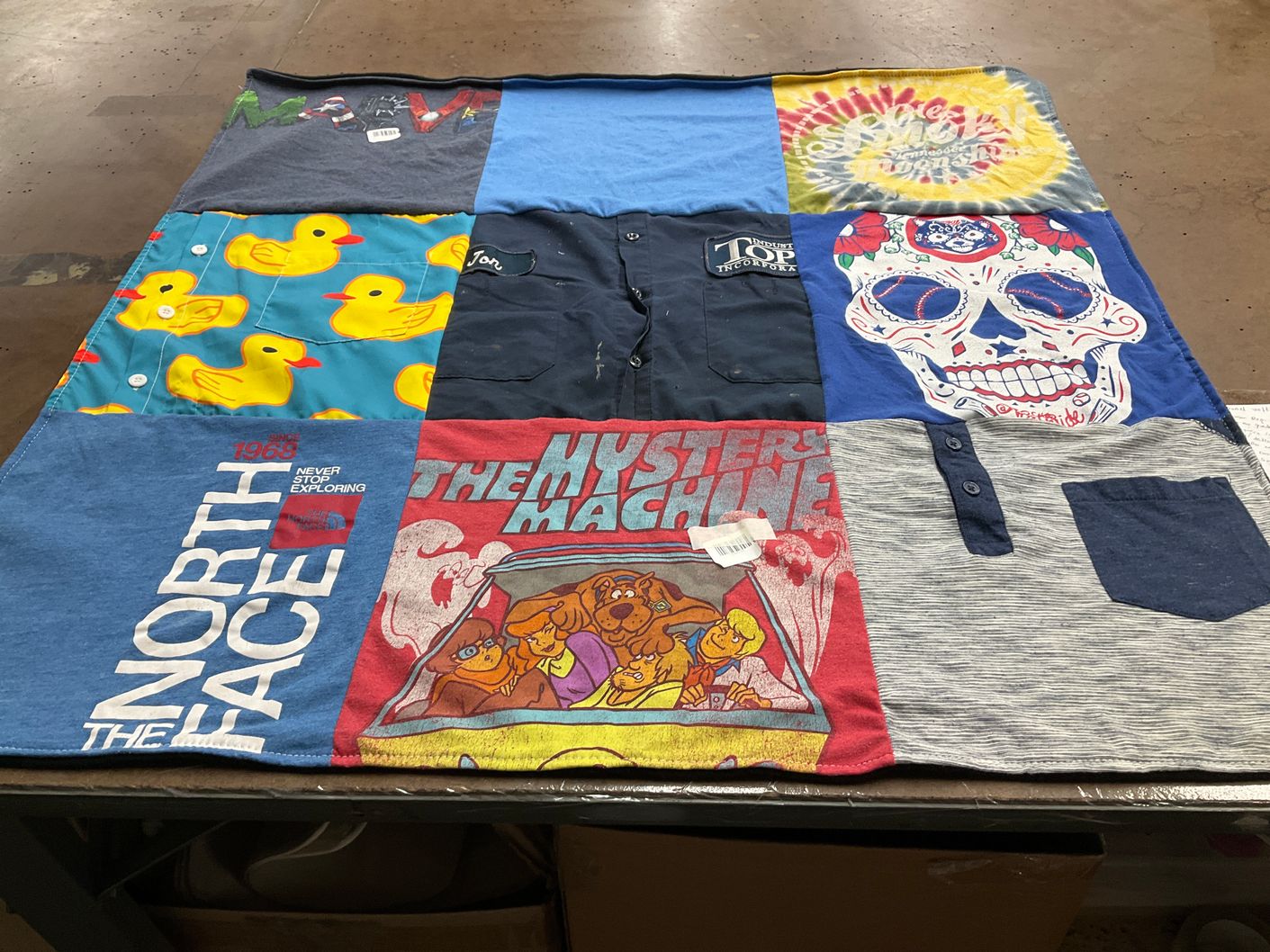 T-shirt quilt with hiking, exploring themes by Krystle from IN