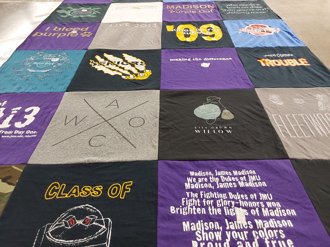T-shirt quilt featuring fighting dukes of james madison university by Caitlyn from VA