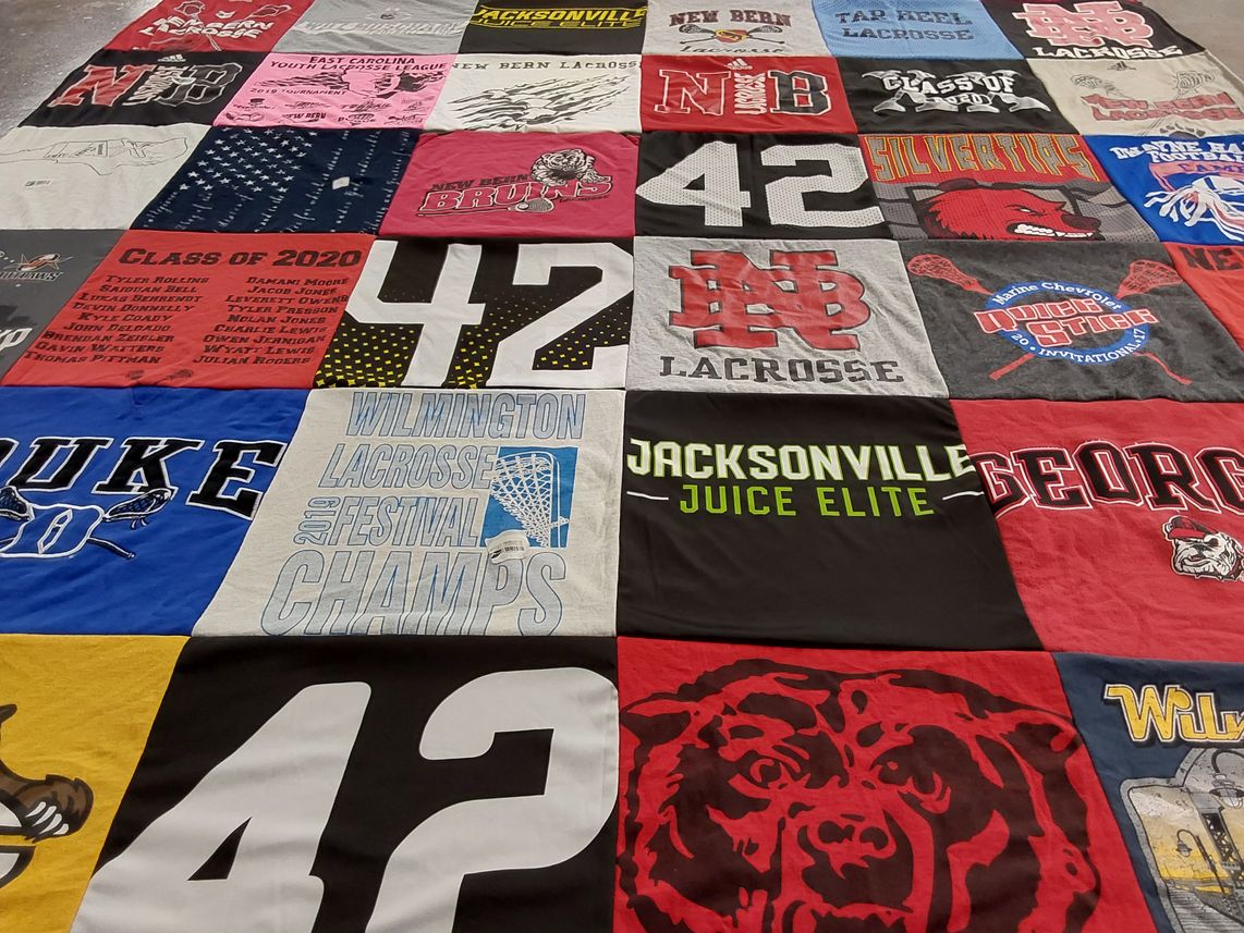T-shirt quilt from duke university, new bern high school by Johnny from NC