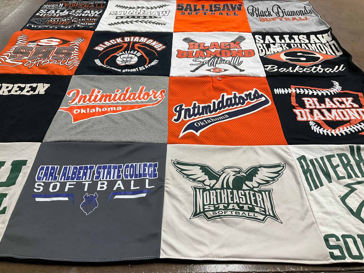 T-shirt quilt featuring sallisaw black diamond softball, sallisaw basketball by Kelly from OK