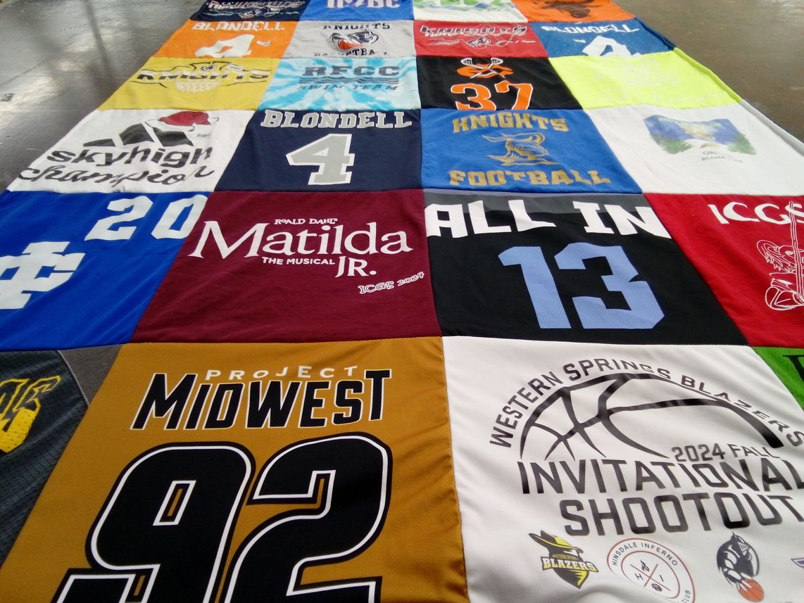 T-shirt quilt featuring western springs blazers, skyhigh champions by Erin from IL
