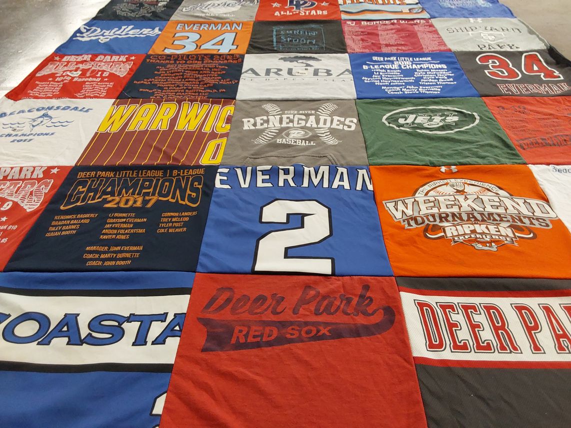 T-shirt quilt featuring deer park red sox, warwick renegades by Amy from VA