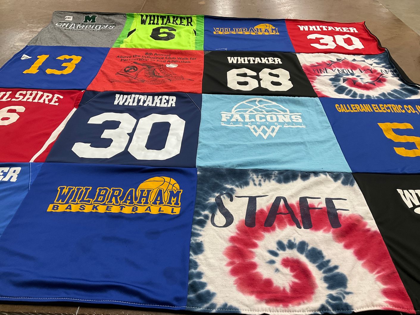 T-shirt quilt featuring wilbraham basketball, pine mountain falcons by Jennifer from MA