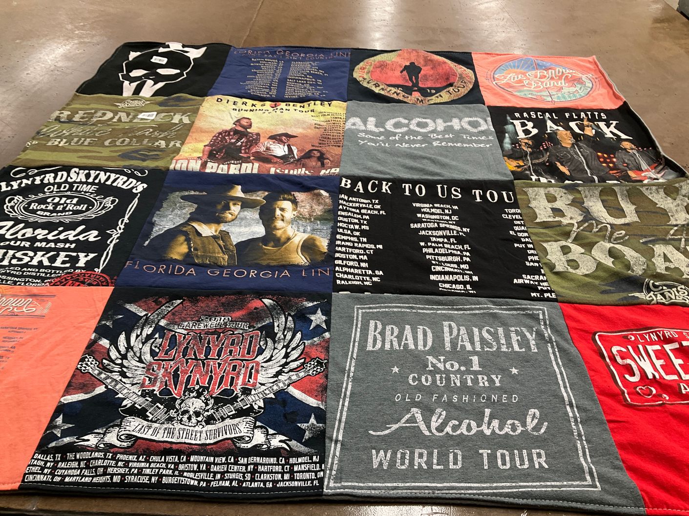 T-shirt quilt with country music, live music themes by Caitlin from CT