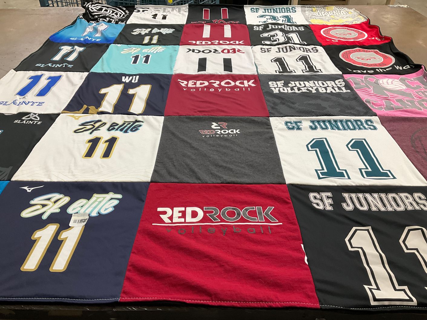 T-shirt quilt with volleyball, sports themes by Shan from CA
