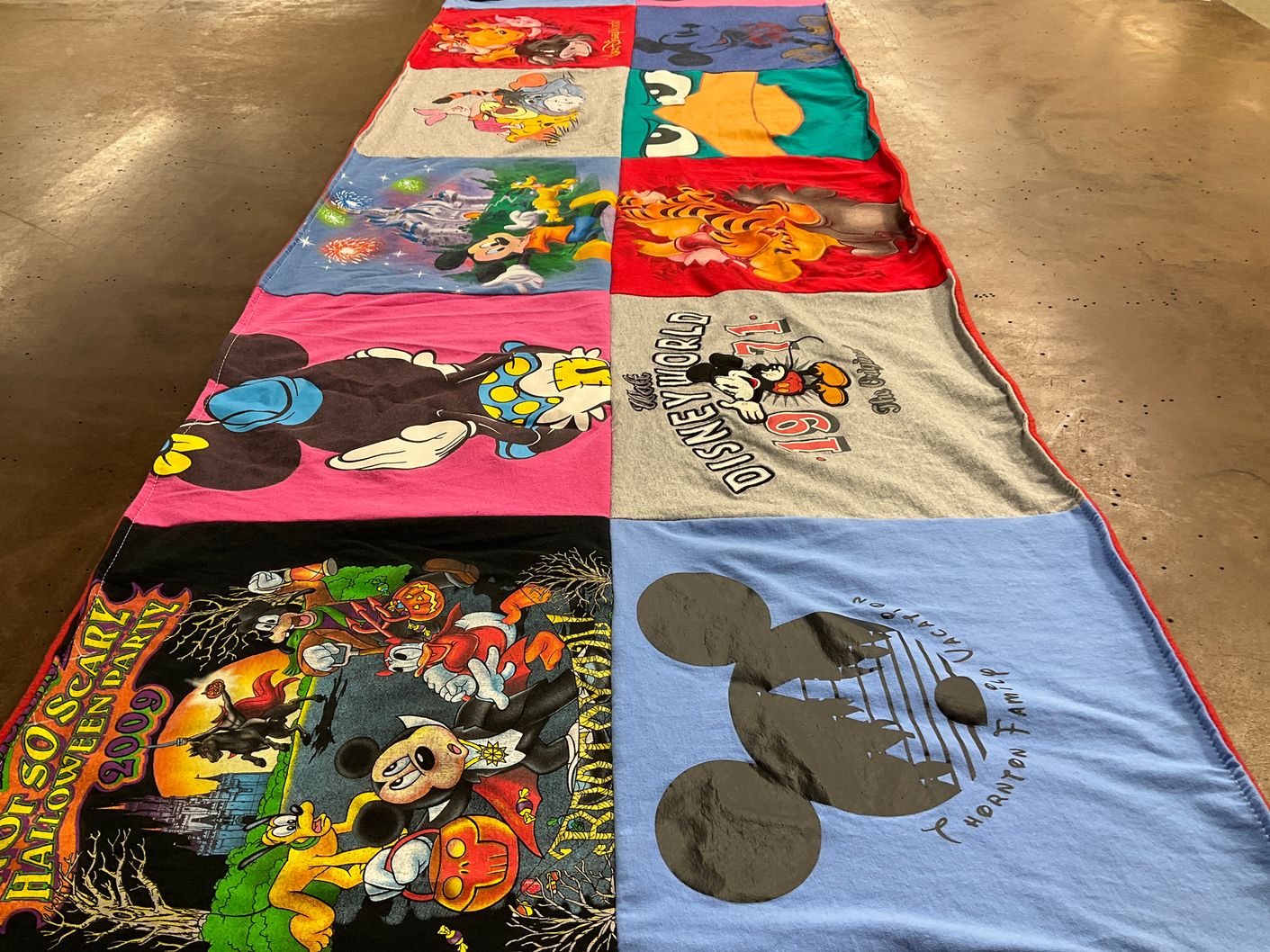 T-shirt quilt with disney characters, halloween themes by Laura from AL