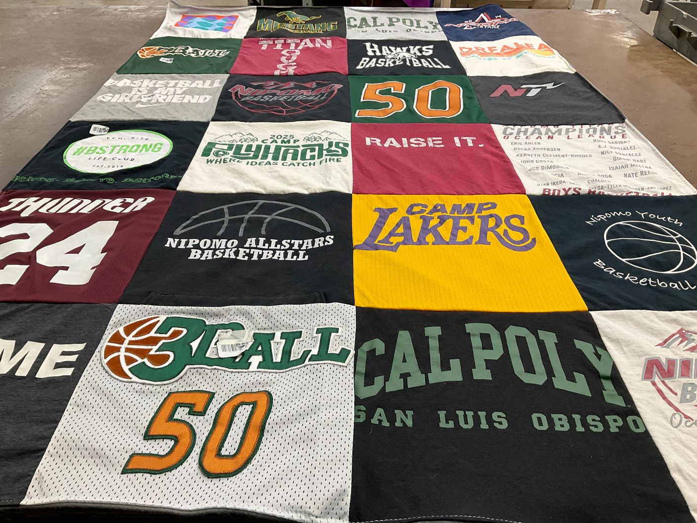T-shirt quilt featuring nipomo allstars basketball, camp lakers by Shelli from CA