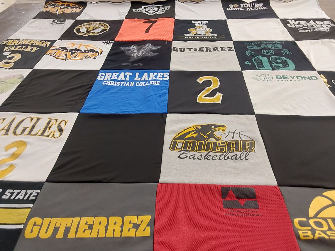 T-shirt quilt from great lakes christian college by Sabrina from CO