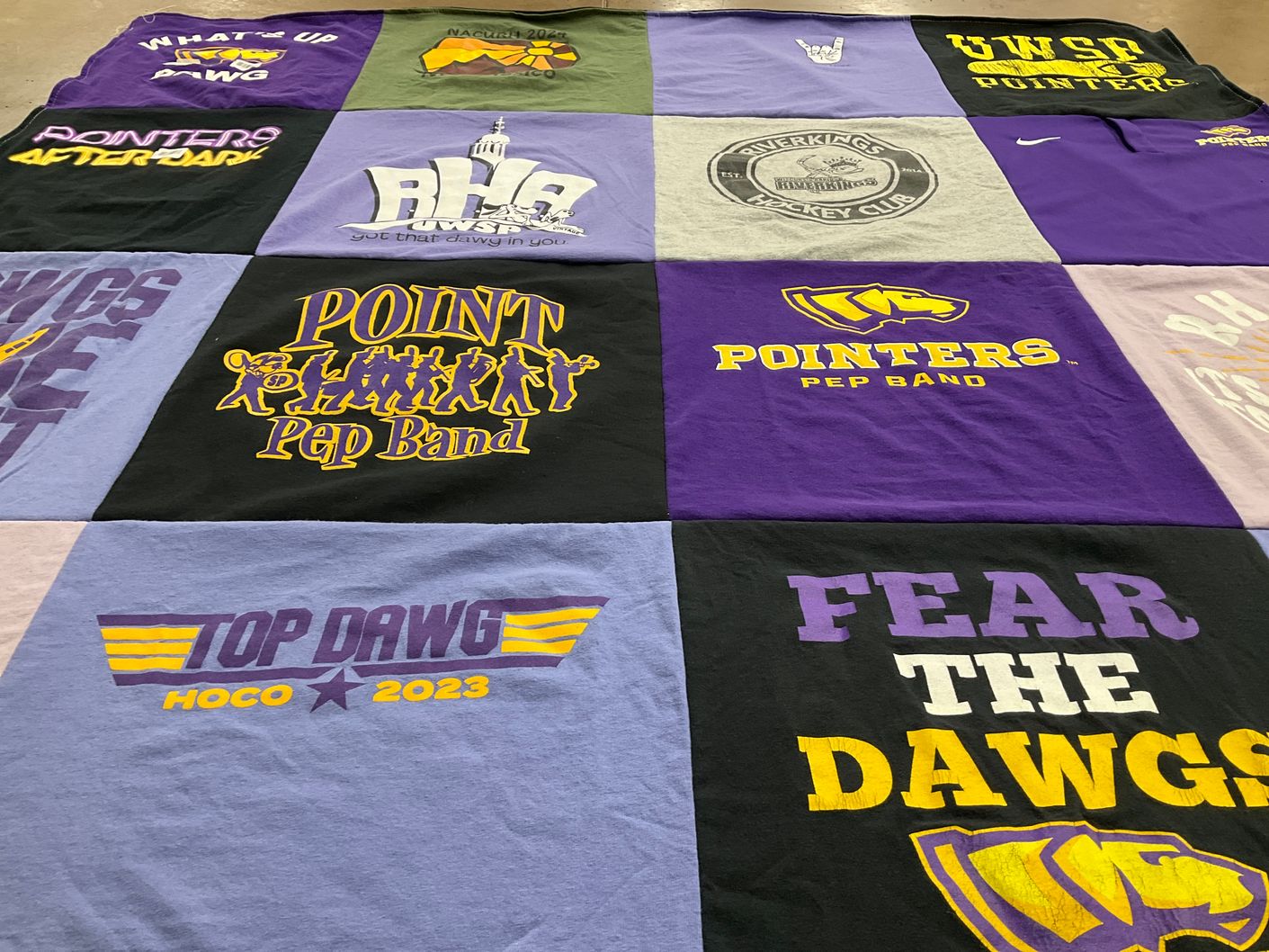 T-shirt quilt featuring uwsp pointers by Jennifer from WI
