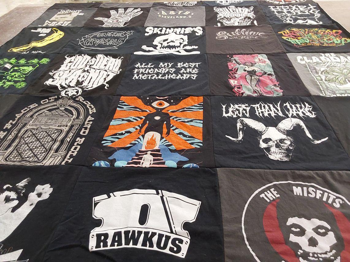 T-shirt quilt with music, rock themes by Christopher from OH