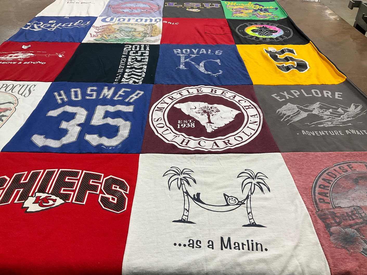T-shirt quilt featuring kansas city royals, kansas city chiefs by Lauren from FL