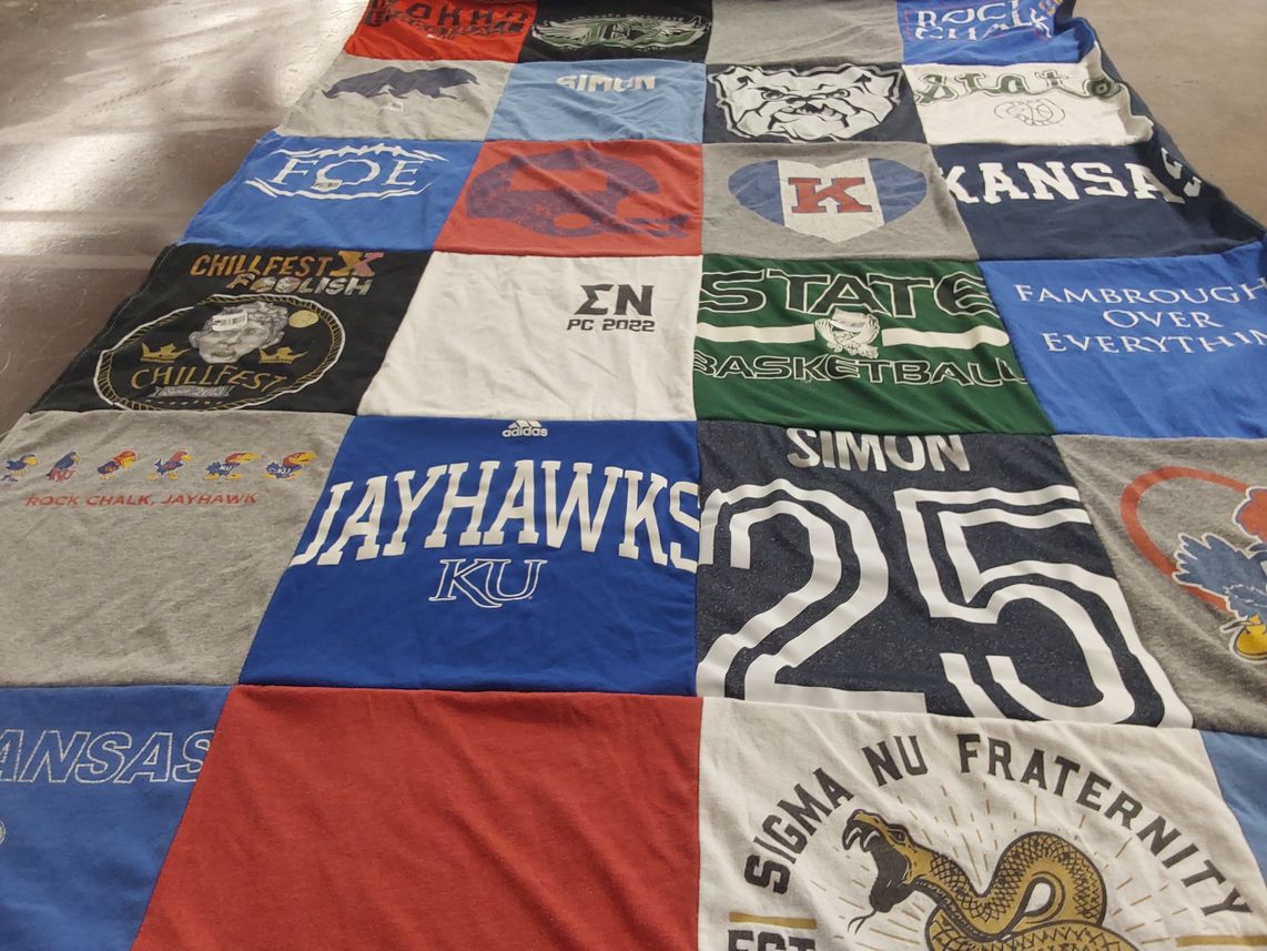 T-shirt quilt from the university of kansas by Heidi from KS